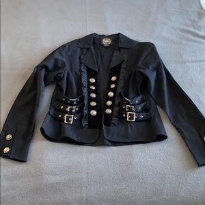 Cotton and velvet strip blazer